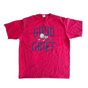 CHARLIE BROWN x Good Grief Womens Mens Red Graphic T l‎ Size XL